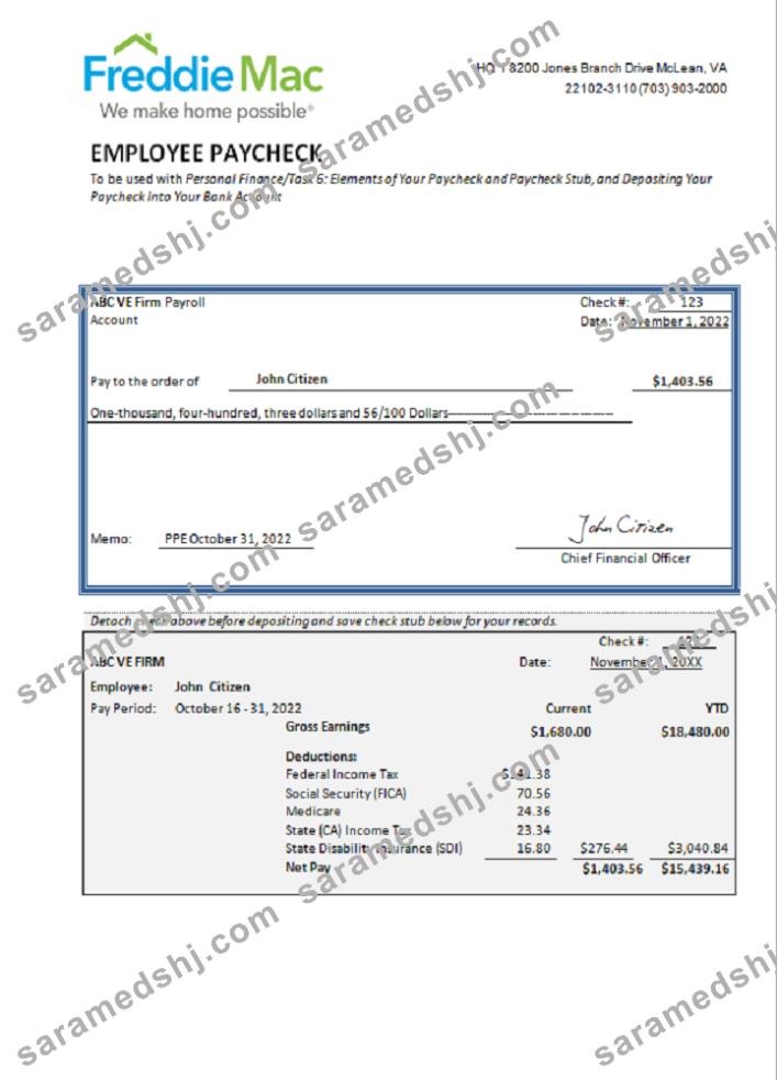 USA financial company employee sheet template in Word and PDF format, version 3